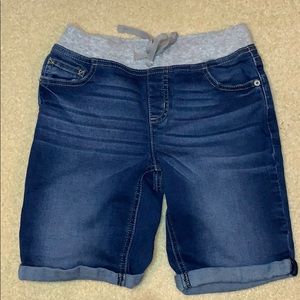 Justice long jean shorts with stretchy waist